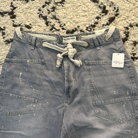 Free People We The Free Moxie Pull-On Barrel Jeans grey NWT - Picture 6 of 7